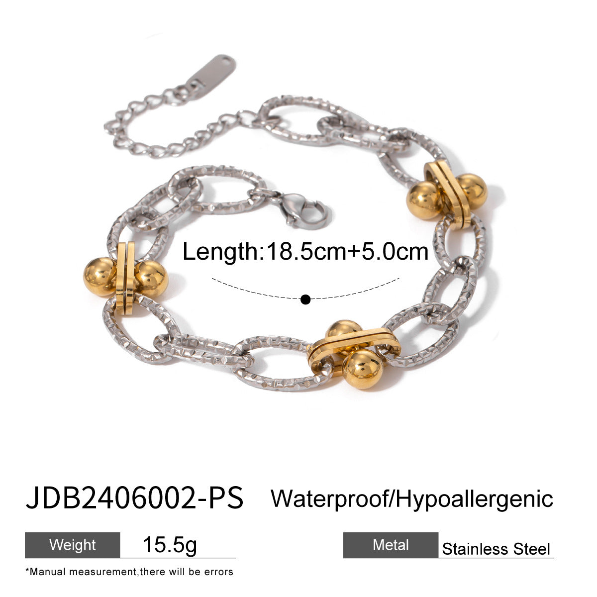 Jie Ding Stainless Steel Zircon Pearl Bracelet Niche Metal Chain Titanium Steel Jewelry