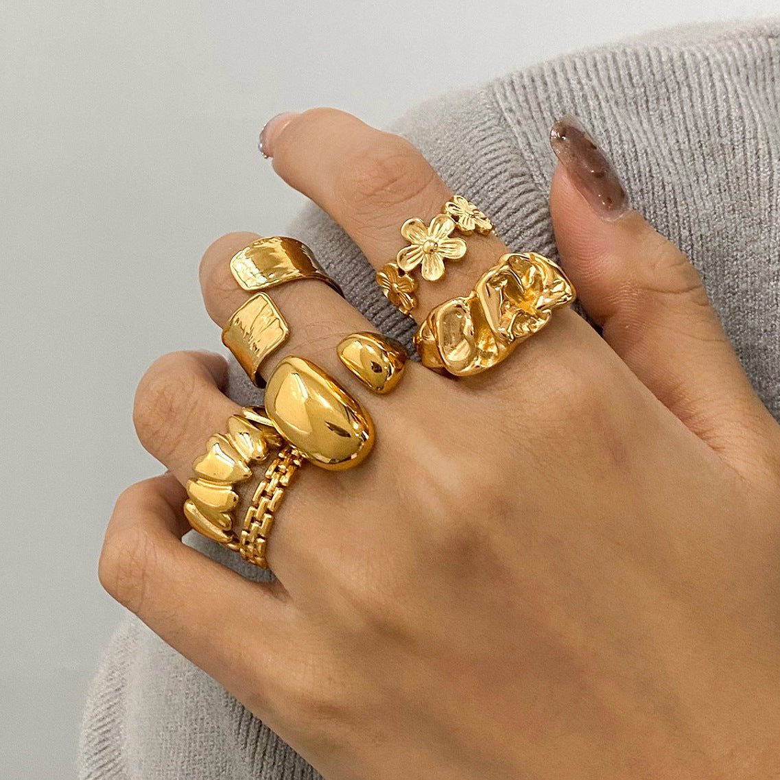 Jie Ding Stainless Steel Retro Love Ring Niche Ring Titanium Steel Bracelet Rings