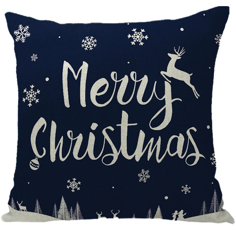 Fashion Letter Snowflake Elk Linen Pillow Cases