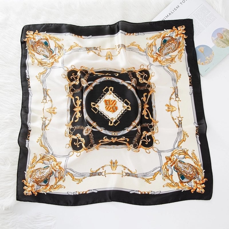 Women's Lady Modern Style Classic Style Printing Square Satin Silk Scarf