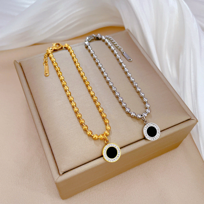 Fashion Chamfered Cube Geometric Titanium Steel Electroplating Necklaces