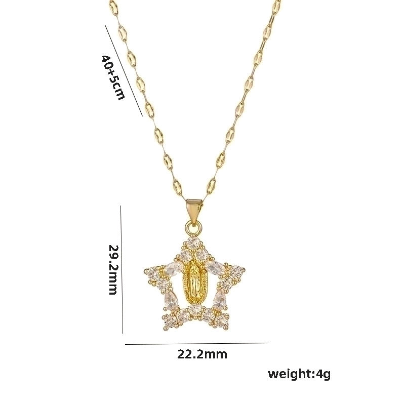 Titanium Steel Minimalist Human Star Oval Plating Inlay Zircon Pendant Necklace