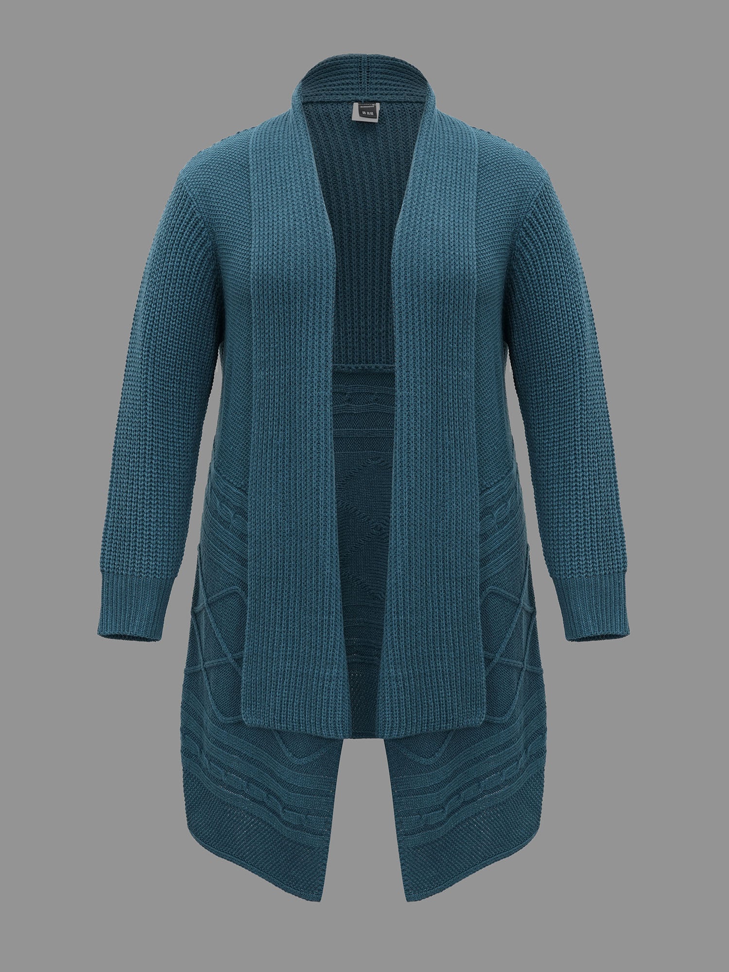 Cable Knit Asymmetrical Hem Open-Front Cardigan