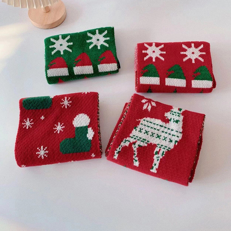 Red Elk Children's Knitted Scarf Winter Christmas Gift Student Warm Neck Set Baby's Wool Neck