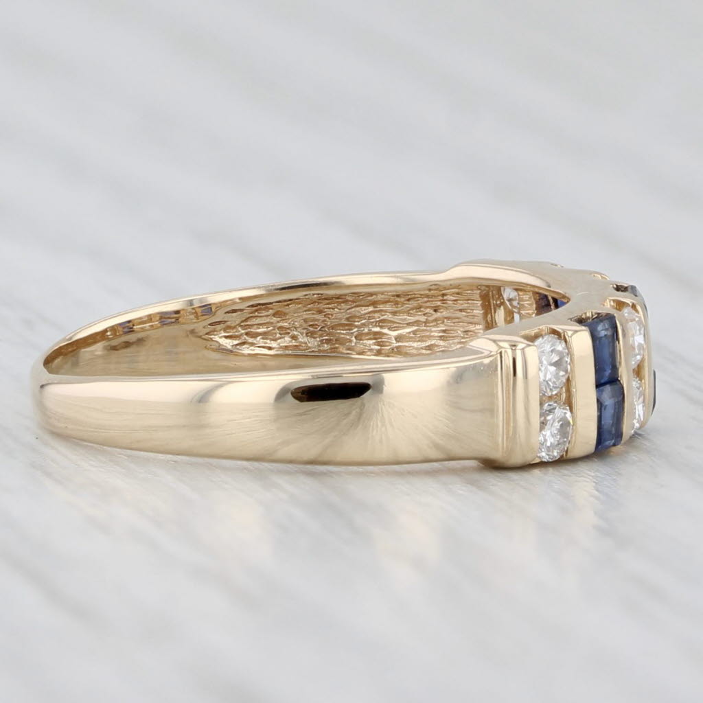 0.60ctw Blue Sapphire Diamond Ring 14k Yellow Gold Size 5.5 Stackable