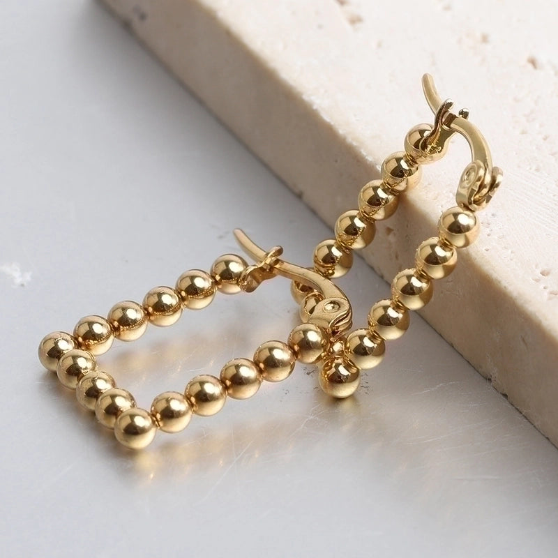 1 Pair Minimalist Geometric Solid Color Plating Stainless Steel Hoop Earrings