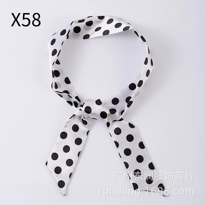Silk Scarf Long Beveled Small Silk Scarf Double-layer Hair Belt Ribbon Decoration Tie Bag Hand Gift Box Silk Scarf