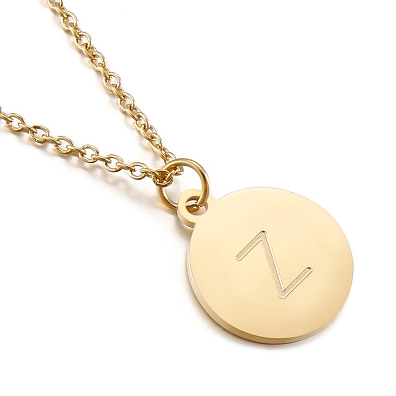Titanium Steel 18K Gold Plated Minimalist Plating Letter Necklace