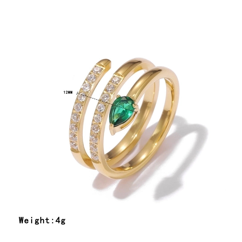 Exaggerated Luxurious Commute Snake 304 Stainless Steel Zircon White Gold Plated Gold Plated Inlay Rings