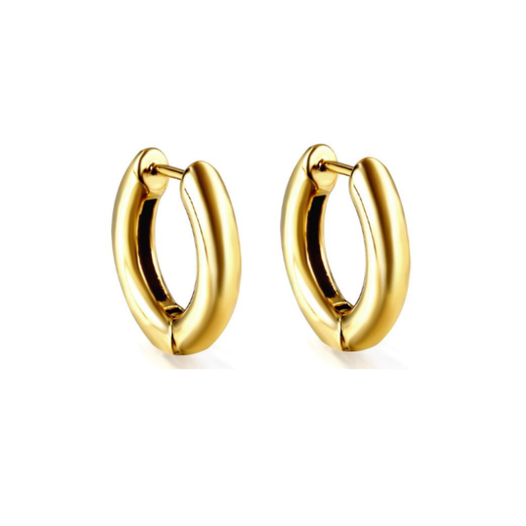 12mm Chunky hinged hoops - Gold