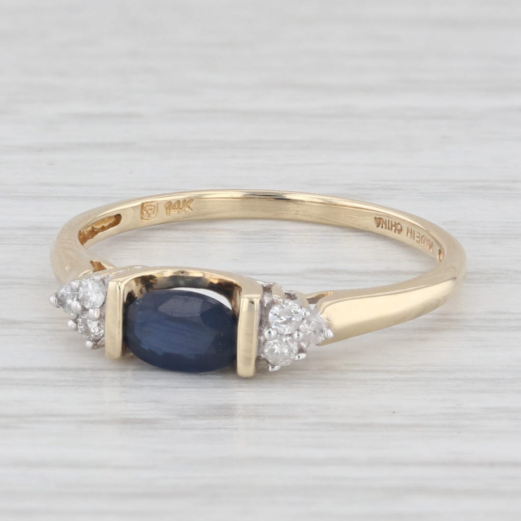 0.70ctw Blue Sapphire Diamond Ring 14k Yellow Gold Size 7 Stackable
