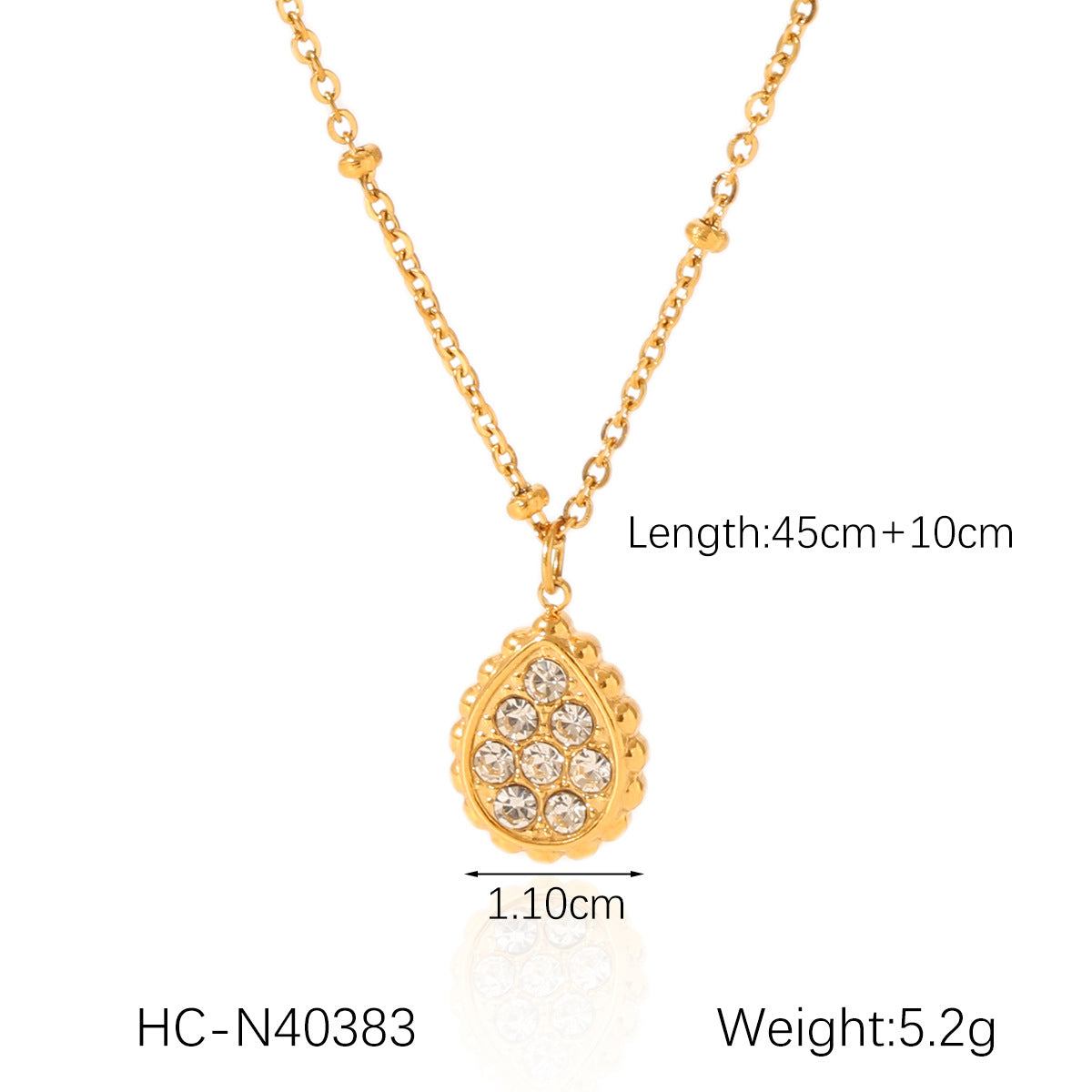 Ins18K Gold Stainless Steel Diamond Water Drop Moon Five-Pointed Star Four-Leaf Clover Pendant Necklace Titanium Steel Clavicle Chain