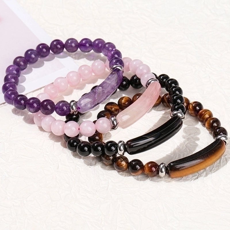 Minimalist Geometric Stainless Steel Natural Stone Polishing Bracelets