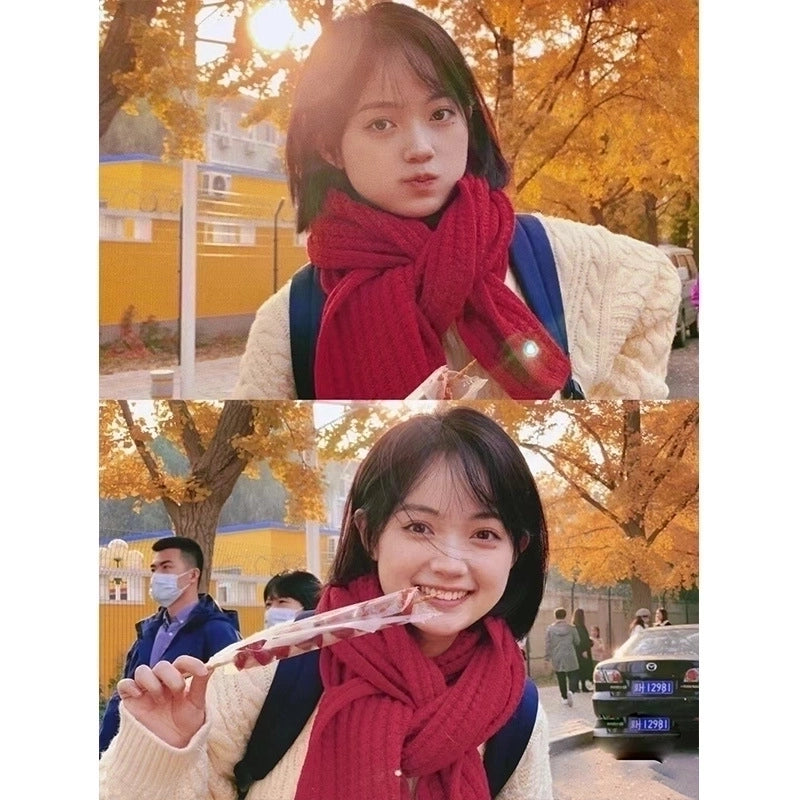 Women's Minimalist Solid Color Knit Winter Scarves