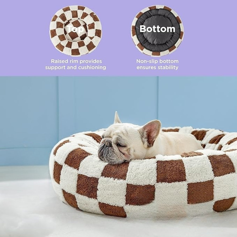 Floral Checkerboard Pet Bed
