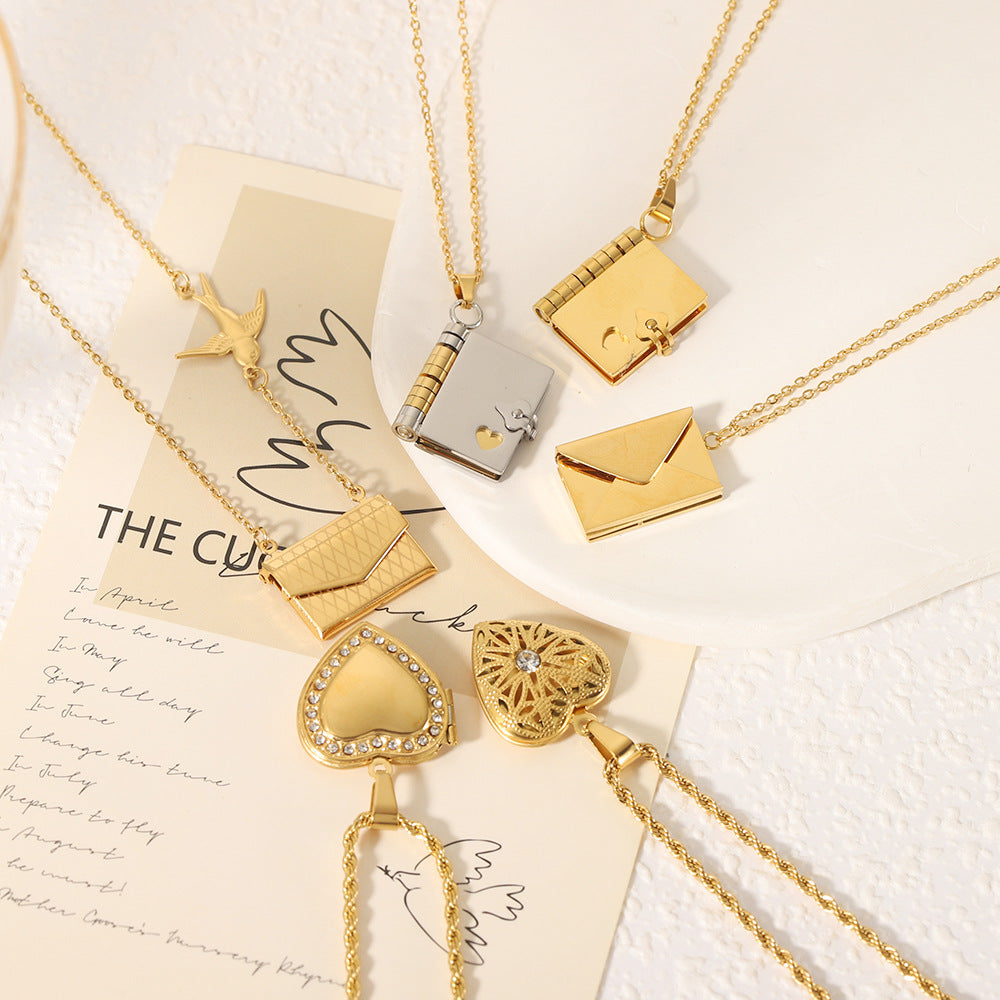 Heart Geometric Stainless Steel Electroplating Necklaces