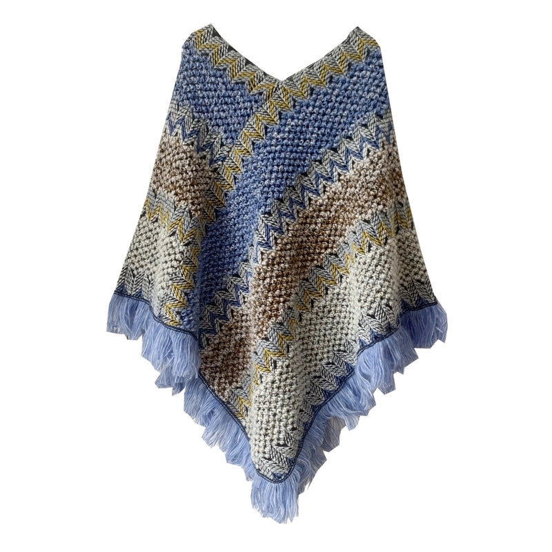 Unisex Streetwear Stripe Acrylic Tassel Shawl