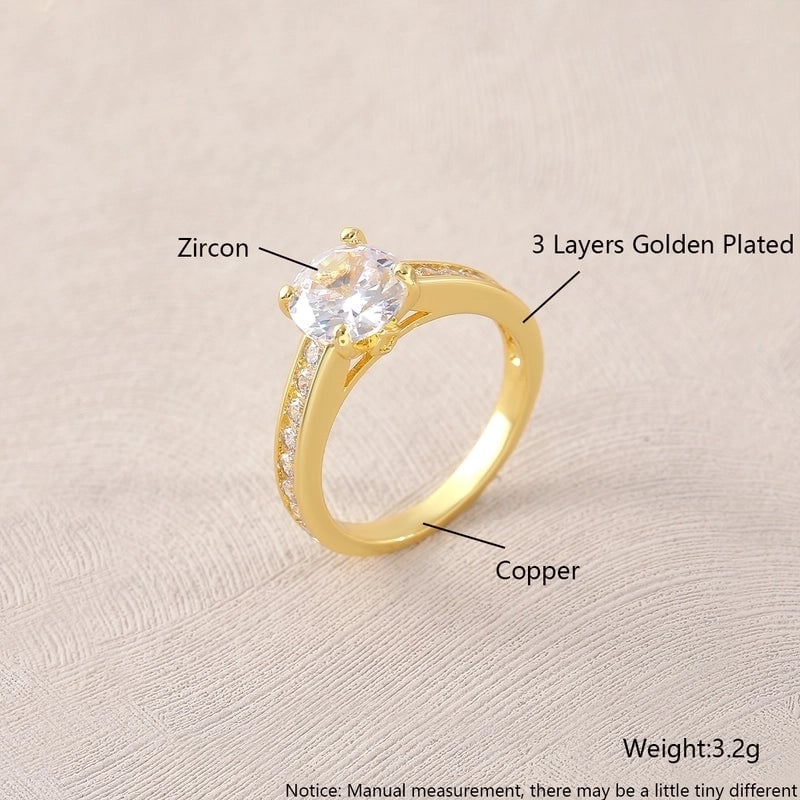 Copper 18K Gold Plated Gold Plated Plating Inlay Water Droplets Heart Shape Zircon Open Rings Rings