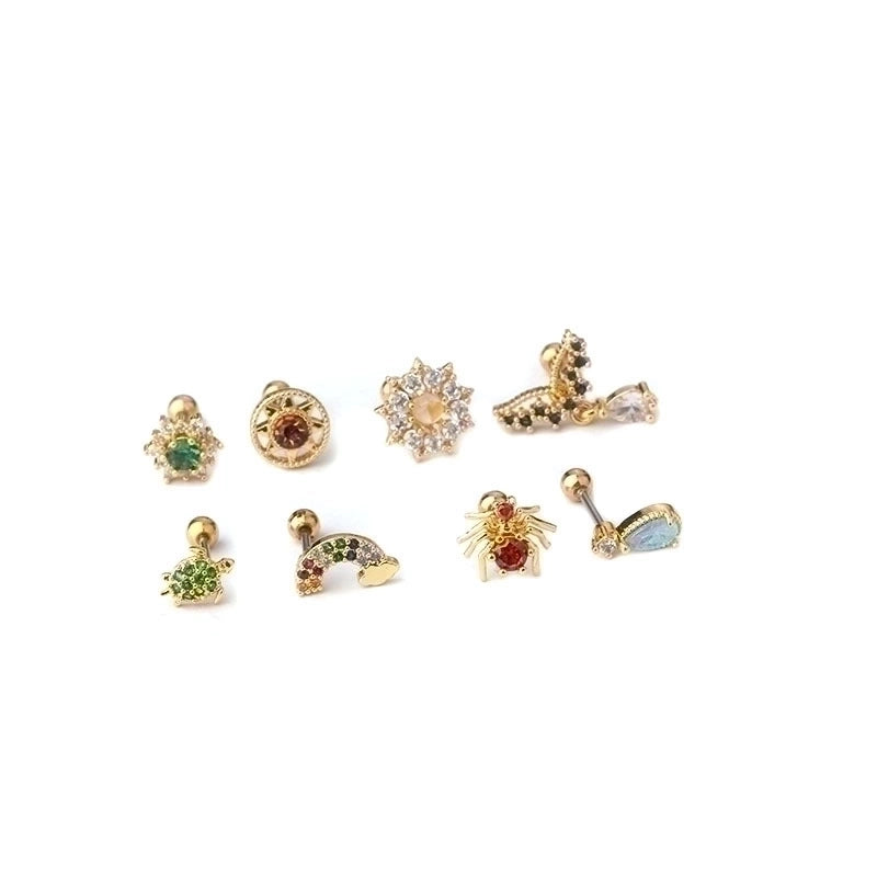 Ear Cartilage Rings & Studs Geometric 316L Stainless Steel  Copper Plating