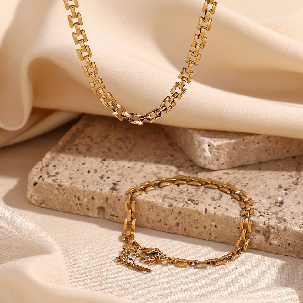 Minimalist Quadrilateral Circle Geometric Stainless Steel 18K Gold Plated Necklaces
