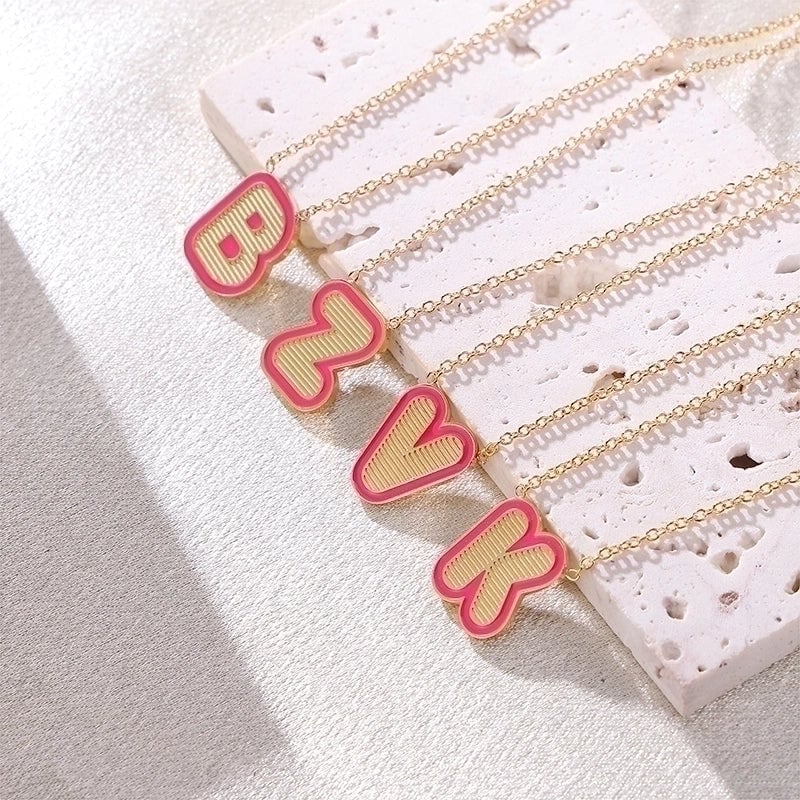 Sweet Minimalist Artistic Letter Stainless Steel Enamel Plating Pendant Necklace