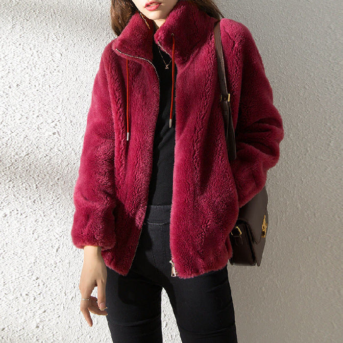 2024 Padded Coat Stand-collar Double-faced Fleece Jacket