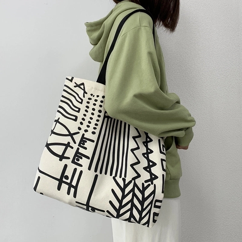 Women's Large Canvas Color Block Streetwear Square Zipper Shoulder Bag