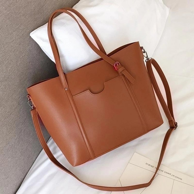 Large Pu Leather Vintage Style Tote Bag Shoulder Bag