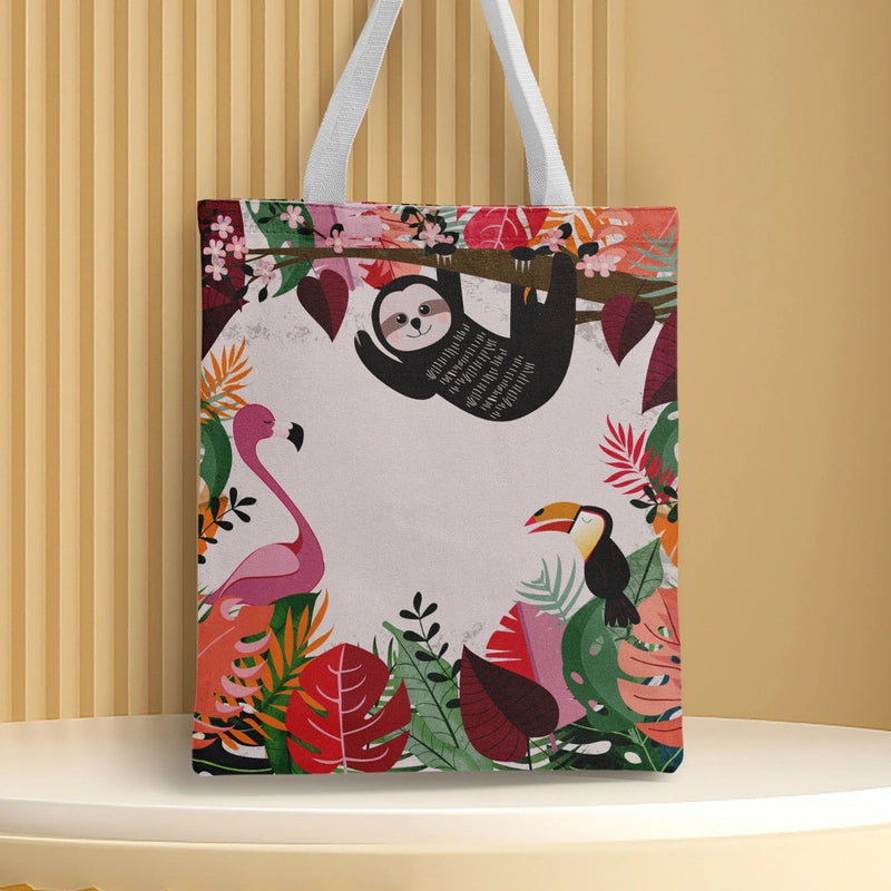Women's Medium Canvas Animal Basic Classic Style Square Open Canvas Bag