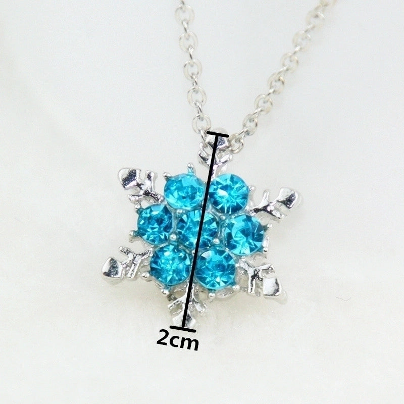 Christmas Series  Style Trendy Snowflake Full Zircon Pendant Crystal Sparkling Necklace Direct Sales