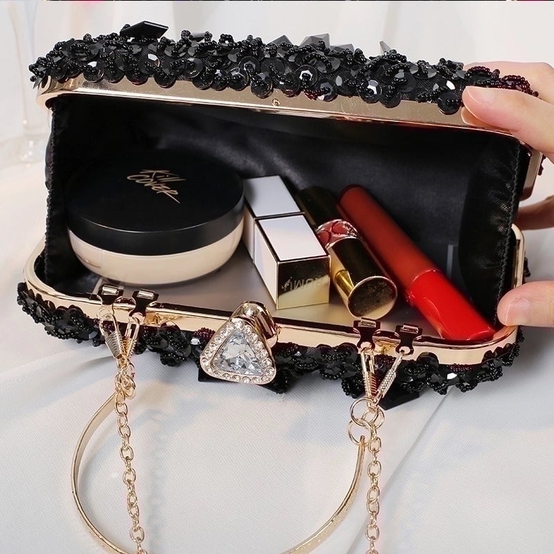 Red Purple Green Iron Solid Color Beading Evening Bags