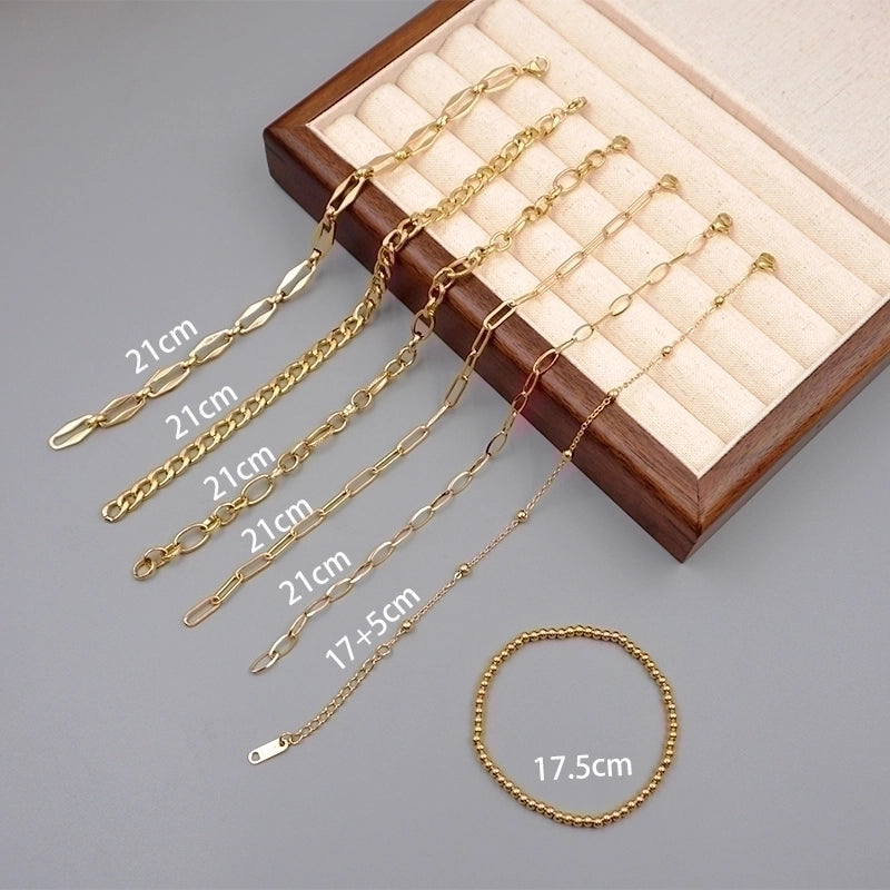 Minimalist Streetwear Solid Color 304 Stainless Steel Titanium Steel Gold Plated Bracelets In Bulk