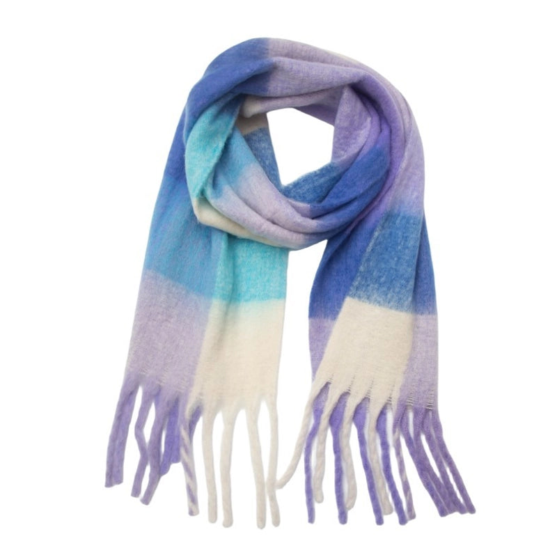 Hot New Autumn And Winter Men's And Women's Circle Yarn Coarse Tassel Plaid Scarf