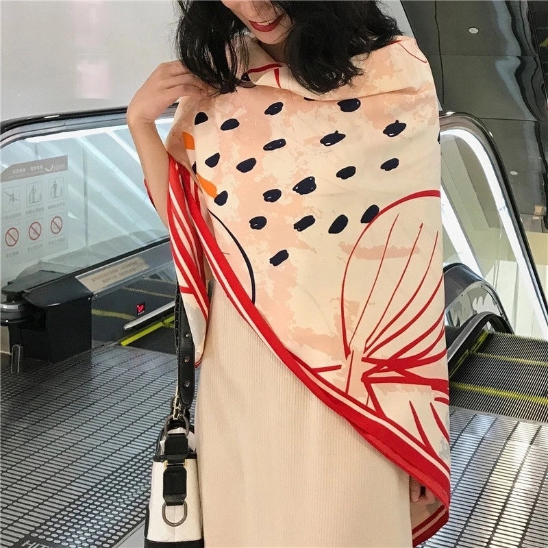Women's Elegant Minimalist Plant Polyester Silk Scarf