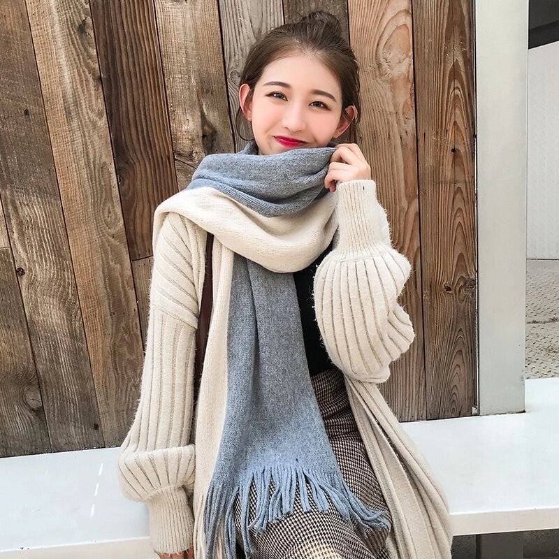 Scarf Women's Winter Versatile Cute Student Thickened Wool Warm Internet Celebrity Scarf Men