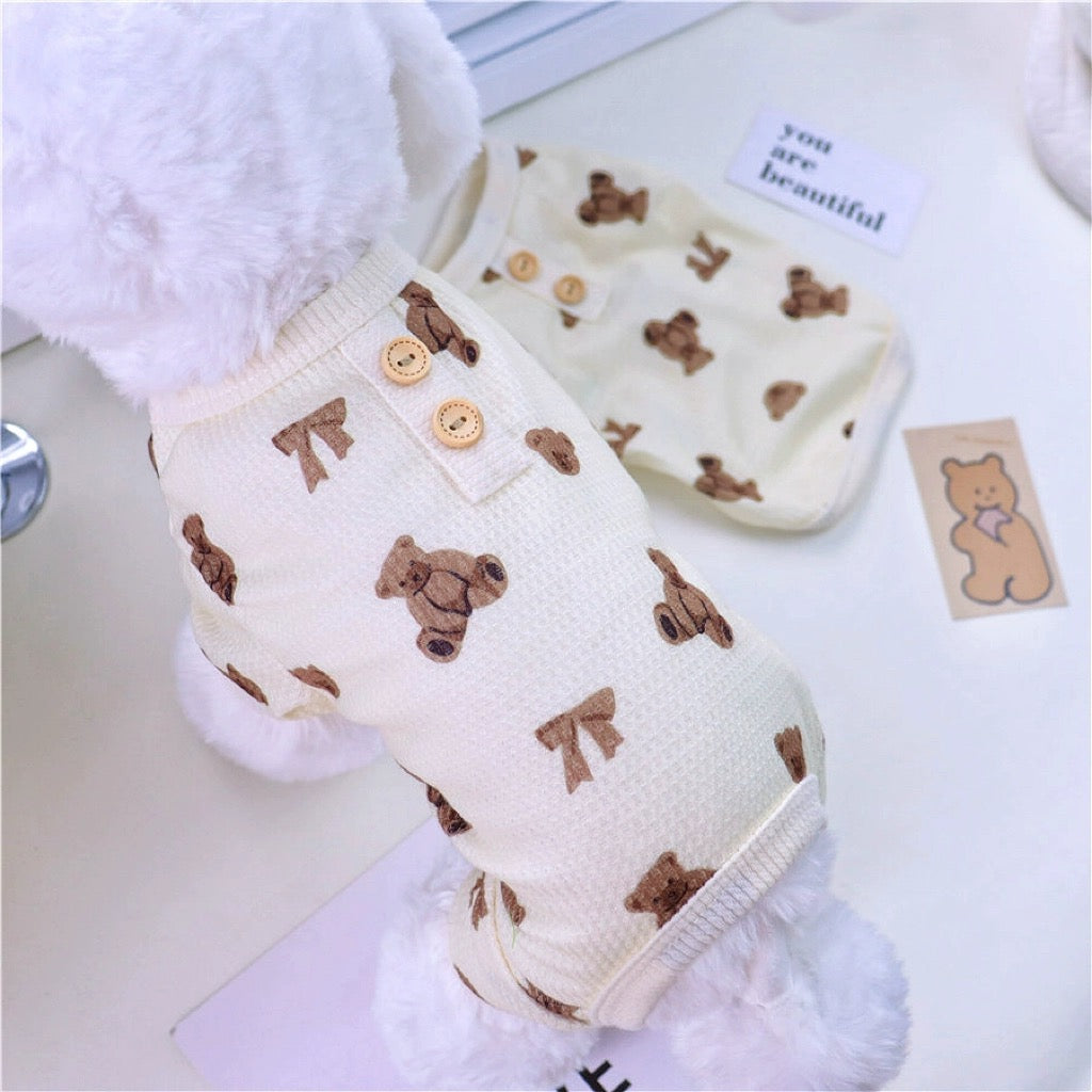 Waffle Bear Printed Dog Jumpsuits/Vest