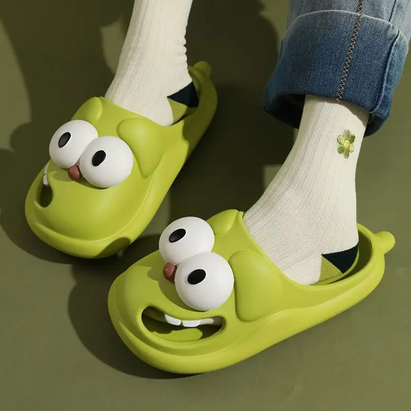 Meet the cutest and funniest slippers you'll ever wear—Tongue Kiss Big Eye Dog Slippers! 🐶💋