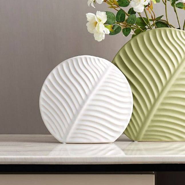 Leaf Slim Ceramic Vase - White