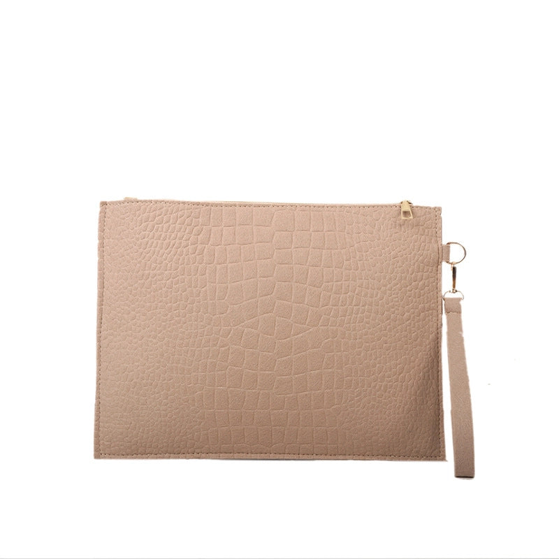 Women's Medium Felt Solid Color Basic Classic Style Square Zipper Envelope Bag