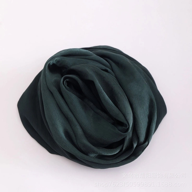 Spring And Summer New Bark Wrinkle Satin Scarf High-end Satin Wrinkle Long Scarf Ethnic Scarf Silk Scarf Shawl