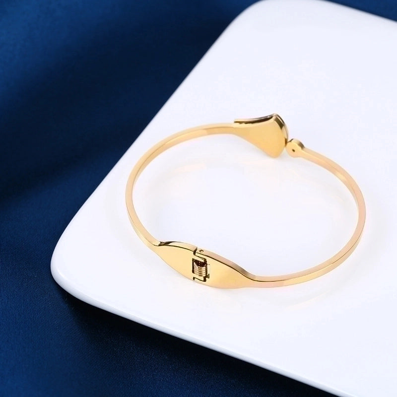 2 Pieces Fashion Geometric Stainless Steel Plating Zircon Bangle