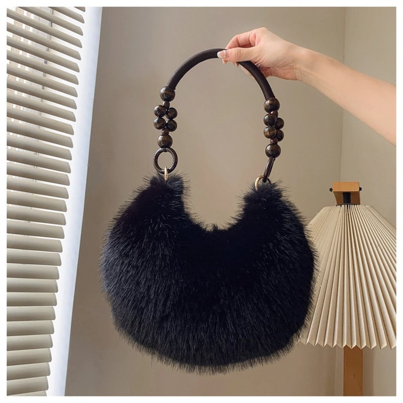 Women's Medium Plush Solid Color Classic Style Streetwear Pillow Shape Zipper Underarm Bag