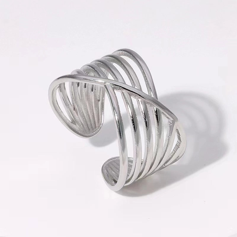 Retro Geometric Stainless Steel Gold Plated Plating Open Rings