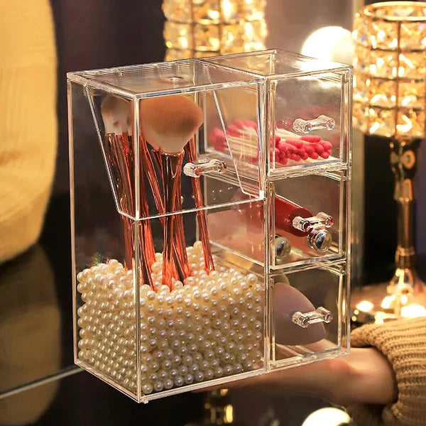 Acrylic Makeup Brush Organizer With Drawers