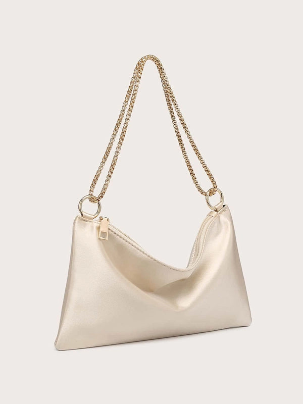 Women's Small All Seasons Satin Solid Color Classic Style Square Zipper Shoulder Bag