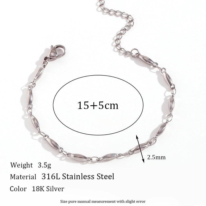 Minimalist Classic Style Oval 304 Stainless Steel Bracelets In Bulk