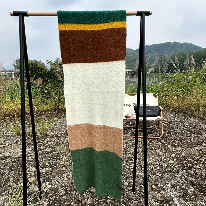 Autumn And Winter New Dopamine Contrast Color Rainbow Thickened Warm High-grade Scarf Long Minimalist Scarf