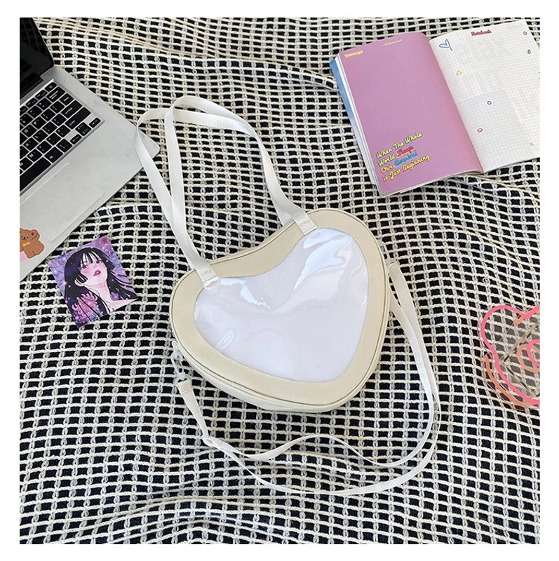 Women's Medium Oxford Cloth Color Block Classic Style Heart-shaped Zipper Shoulder Bag