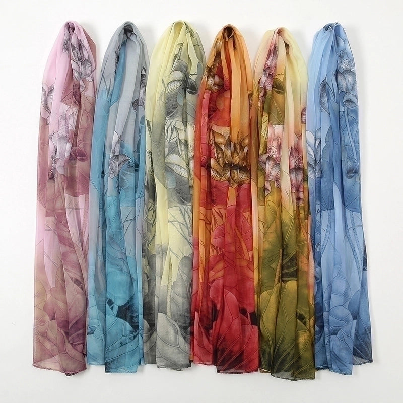Women's Elegant Lady Lotus Chiffon Silk Scarf
