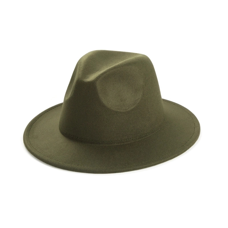 Unisex Elegant Solid Color Big Eaves Fedora Hat